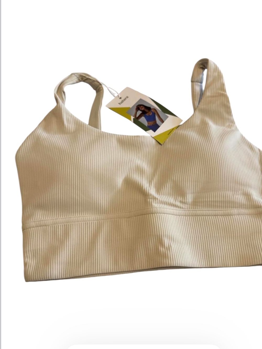 HALARA Ribbed Longline Bralette - Cream - Picture 3 of 5